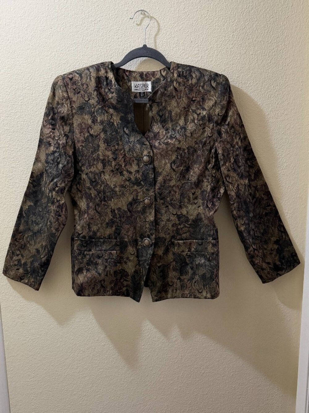 Floral Tapestry Blazer Vintage Career Wear